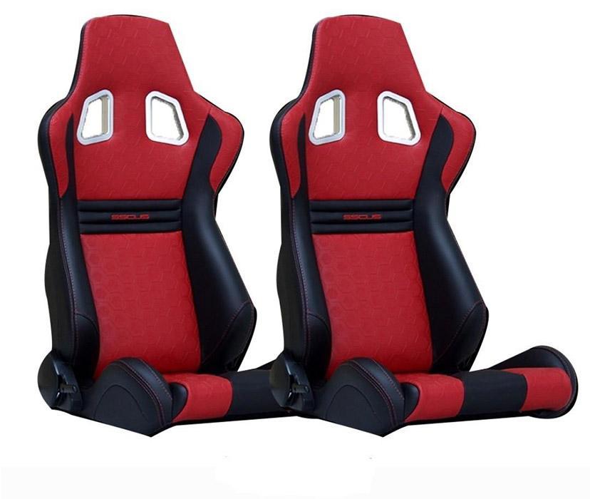 Auto Dynasty Full Reclinable Black and Red Cloth Type-7 Racing Seat