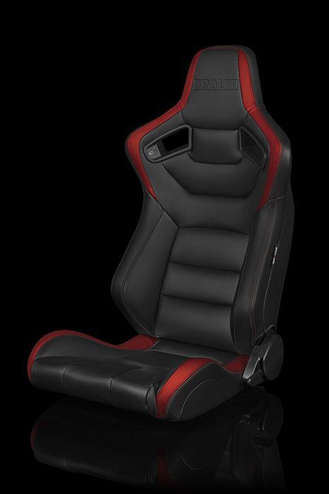 BRAUM Black and Red Leatherette Carbon Fiber Mixed Universal Racing Seats
