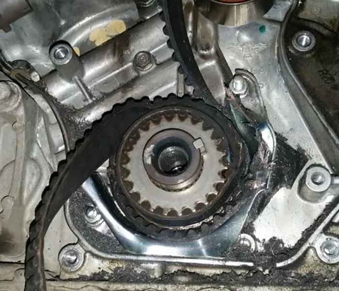 Snapped timing belt