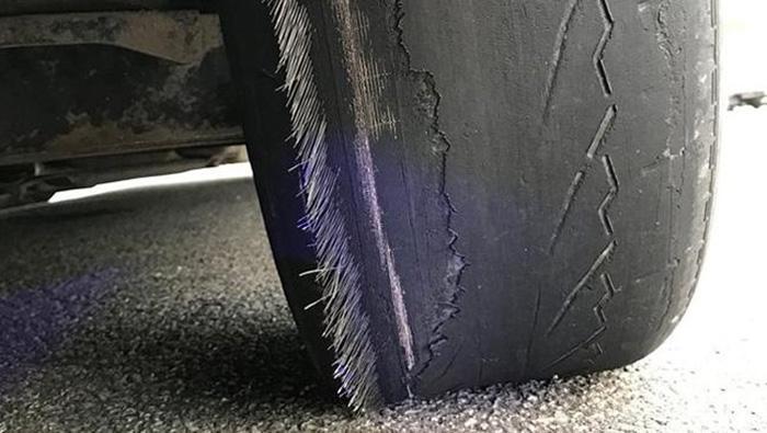 tire showing wire